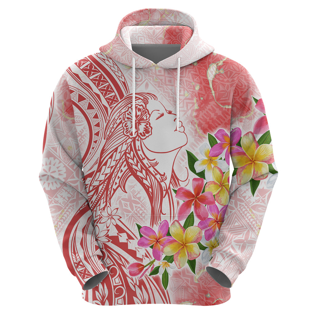 Polynesian Women's Day Wahine Zip Hoodie Plumeria Marble Glaze - Pink LT7 - Polynesian Pride