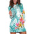 Polynesian Women's Day Wahine Hoodie Dress Plumeria Marble Glaze - Teal LT7 Teal - Polynesian Pride