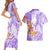 Polynesian Women's Day Wahine Couples Matching Short Sleeve Bodycon Dress and Hawaiian Shirt Plumeria Marble Glaze - Purple LT7 - Polynesian Pride