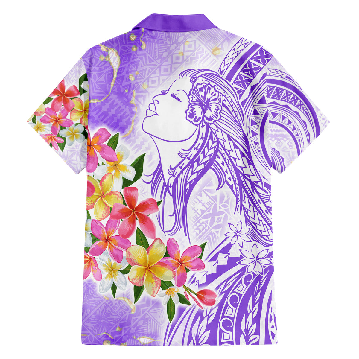 Polynesian Women's Day Wahine Family Matching Off Shoulder Maxi Dress and Hawaiian Shirt Plumeria Marble Glaze - Purple LT7 - Polynesian Pride
