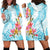 Polynesian Women's Day Wahine Hoodie Dress Plumeria Marble Glaze - Turquoise LT7 - Polynesian Pride