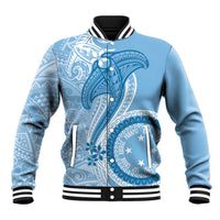 Micronesia FSM Baseball Jacket Shark and Manta Classic Style LT7 Unisex Turquoise - Polynesian Pride