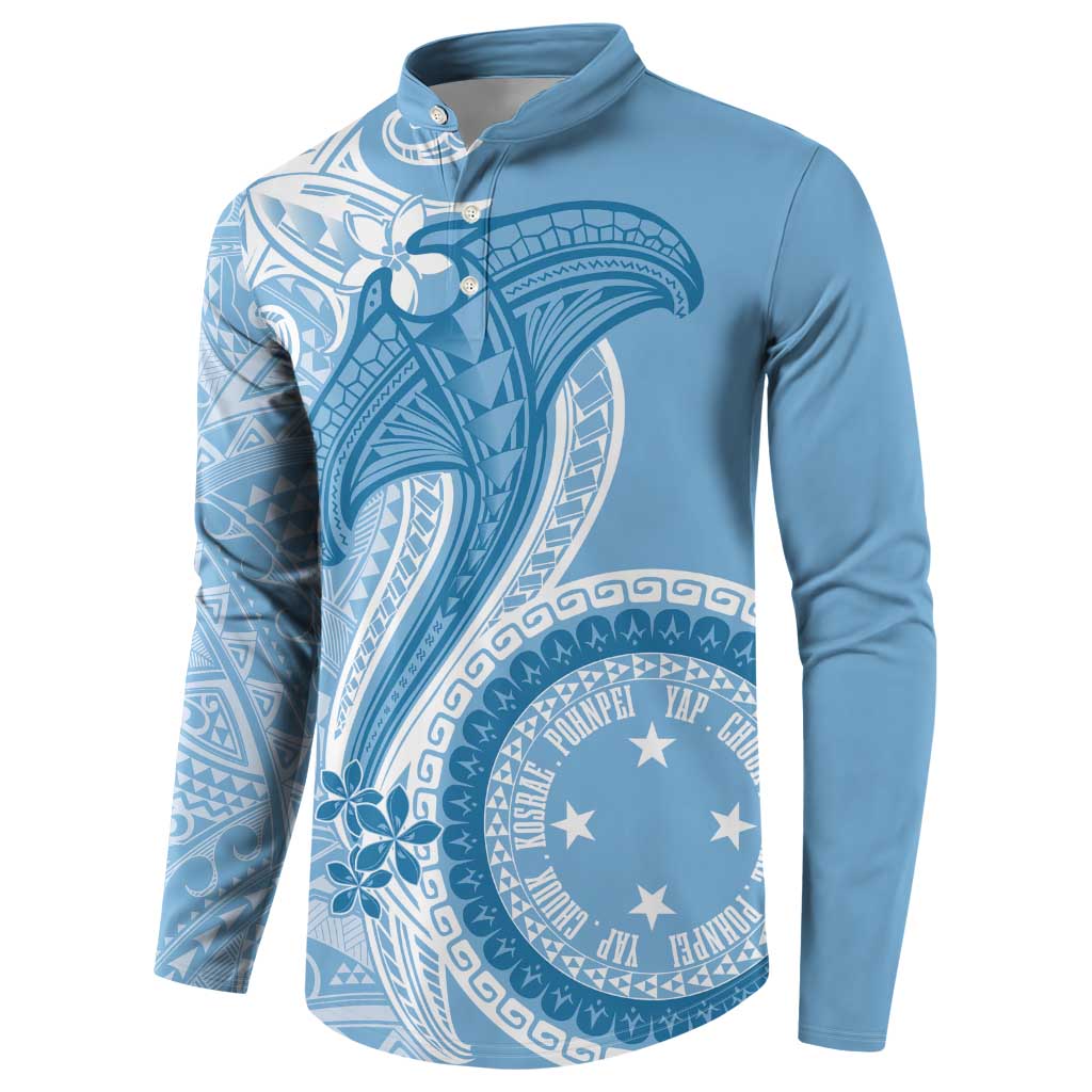 Micronesia FSM Button Sweatshirt Shark and Manta Classic Style LT7 - Polynesian Pride