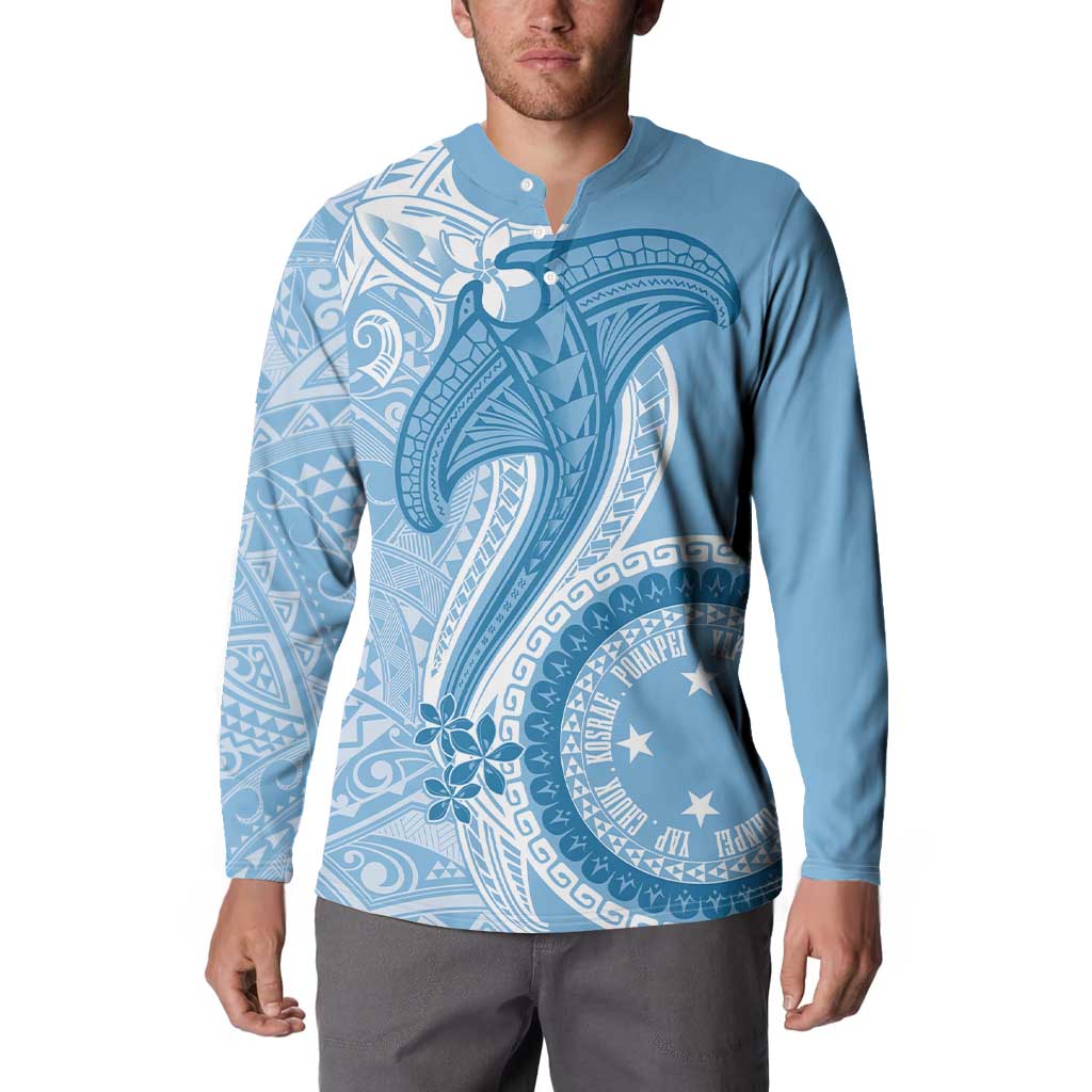 Micronesia FSM Button Sweatshirt Shark and Manta Classic Style LT7 - Polynesian Pride