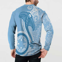 Micronesia FSM Button Sweatshirt Shark and Manta Classic Style LT7 - Polynesian Pride