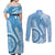 Micronesia FSM Couples Matching Off Shoulder Maxi Dress and Long Sleeve Button Shirt Shark and Manta Classic Style