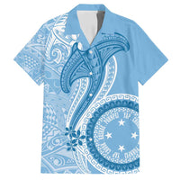 Micronesia FSM Family Matching Long Sleeve Bodycon Dress and Hawaiian Shirt Shark and Manta Classic Style LT7 Dad's Shirt - Short Sleeve Turquoise - Polynesian Pride