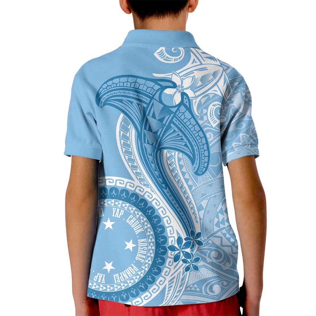 Micronesia FSM Kid Polo Shirt Shark and Manta Classic Style LT7 - Polynesian Pride
