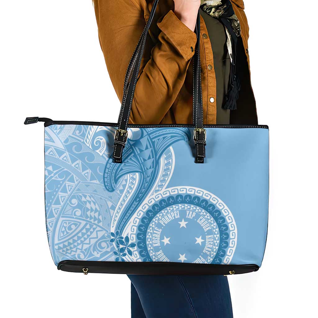 Micronesia FSM Leather Tote Bag Shark and Manta Classic Style LT7 - Polynesian Pride