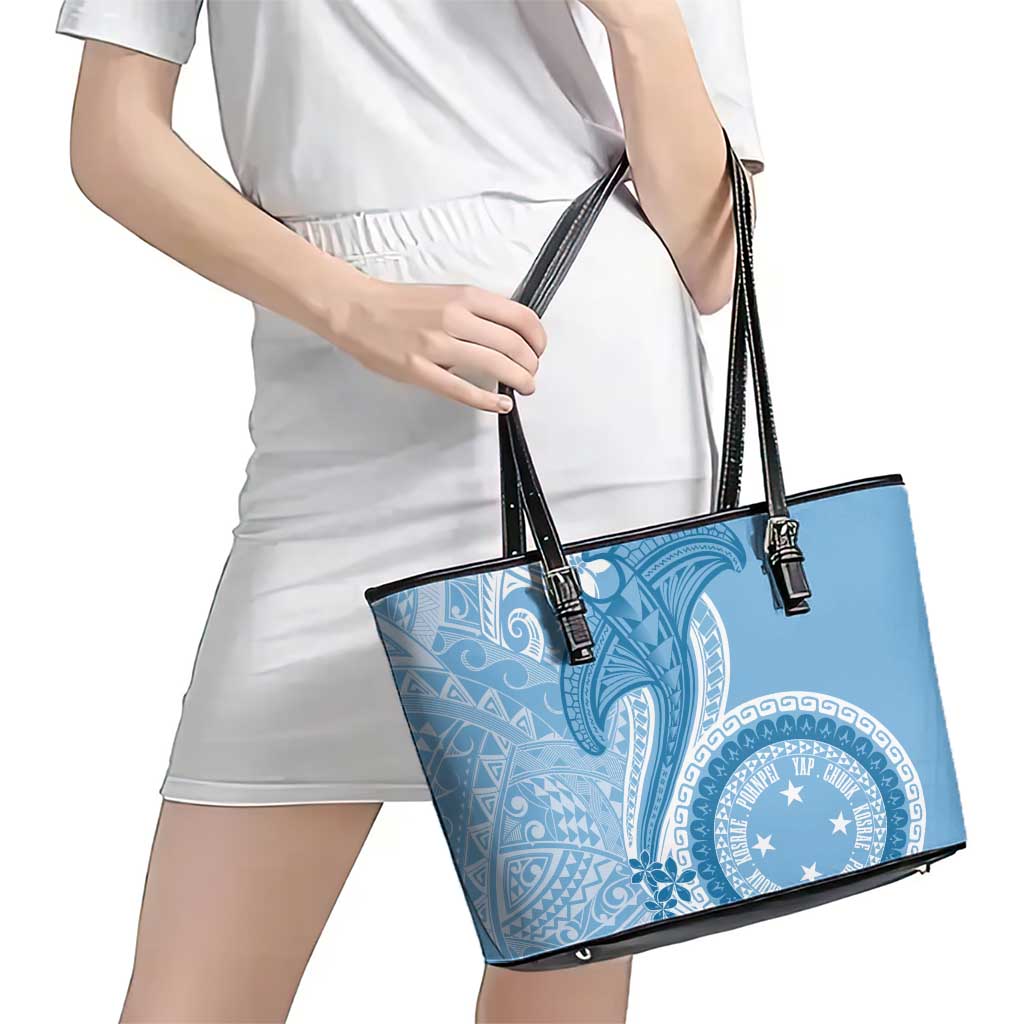 Micronesia FSM Leather Tote Bag Shark and Manta Classic Style LT7 - Polynesian Pride