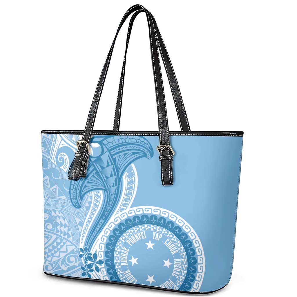 Micronesia FSM Leather Tote Bag Shark and Manta Classic Style LT7 - Polynesian Pride