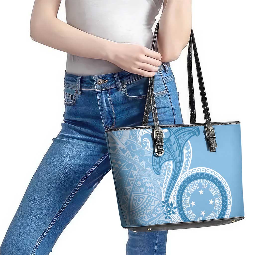 Micronesia FSM Leather Tote Bag Shark and Manta Classic Style LT7 - Polynesian Pride