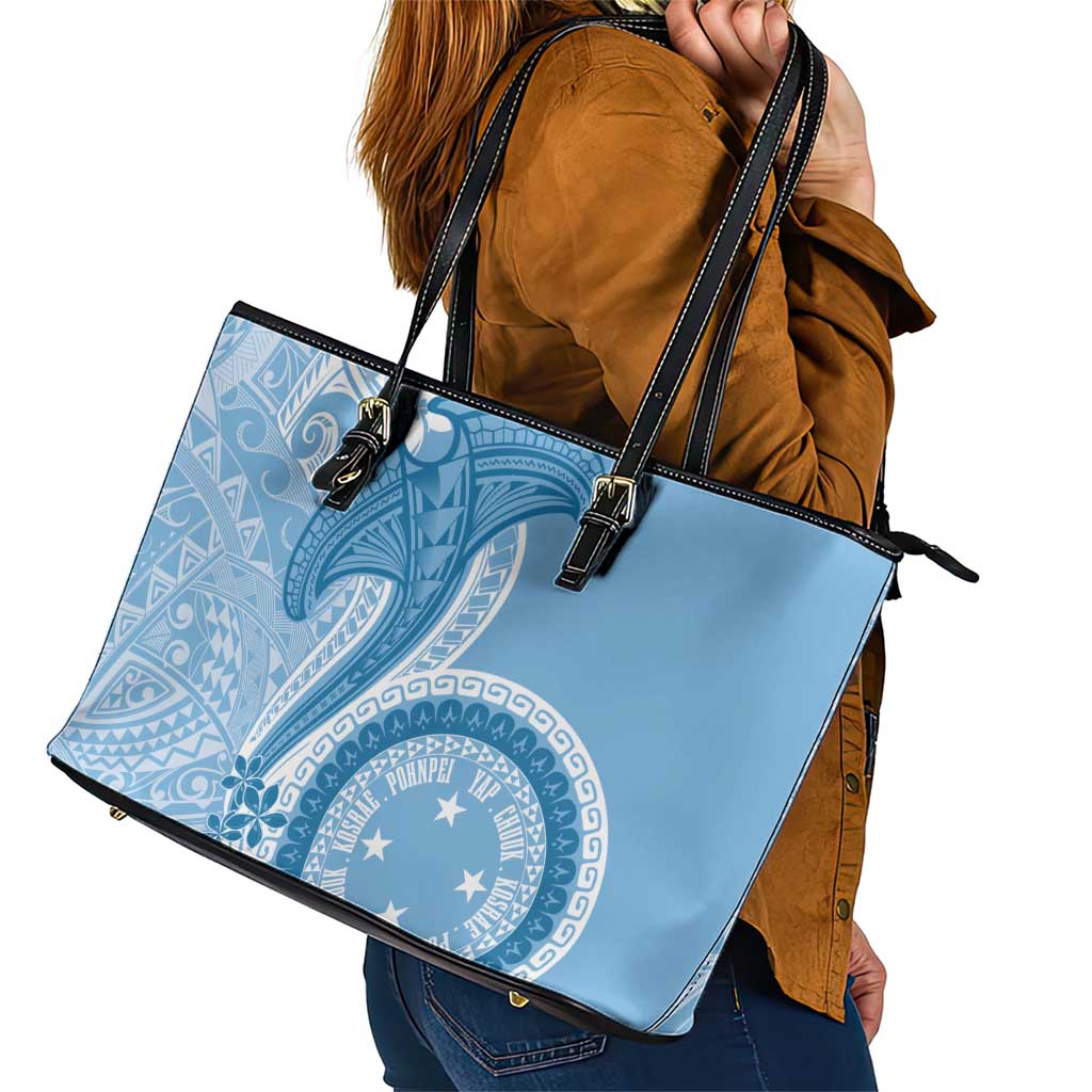 Micronesia FSM Leather Tote Bag Shark and Manta Classic Style LT7 - Polynesian Pride
