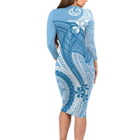 Micronesia FSM Long Sleeve Bodycon Dress Shark and Manta Classic Style