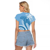 Micronesia FSM Raglan Cropped T Shirt Shark and Manta Classic Style LT7 - Polynesian Pride