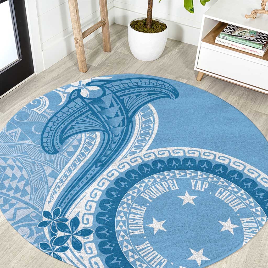 Micronesia FSM Round Carpet Shark and Manta Classic Style