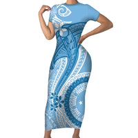 Micronesia FSM Short Sleeve Bodycon Dress Shark and Manta Classic Style