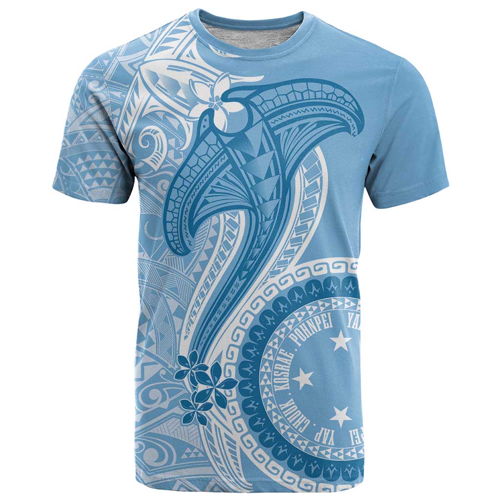 Micronesia FSM T Shirt Shark and Manta Classic Style LT7 Turquoise - Polynesian Pride