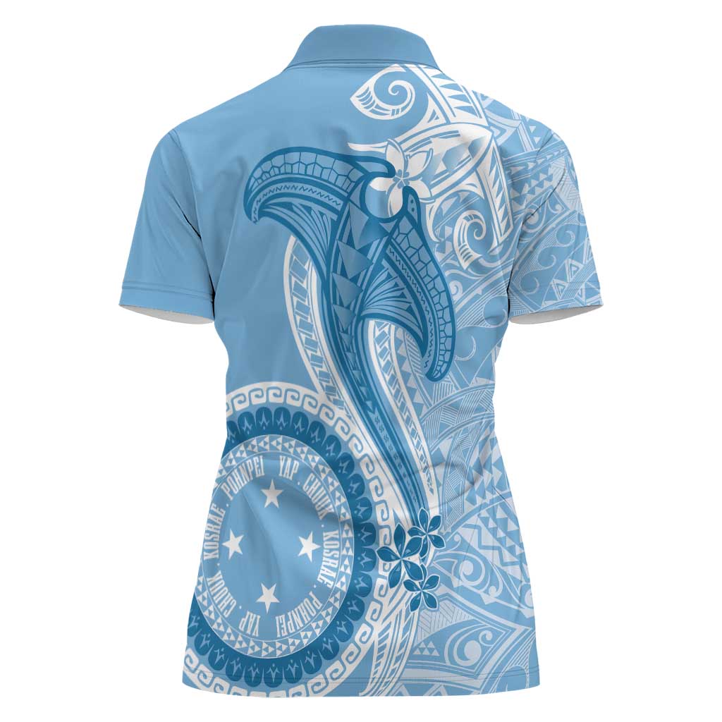 Micronesia FSM Women Polo Shirt Shark and Manta Classic Style