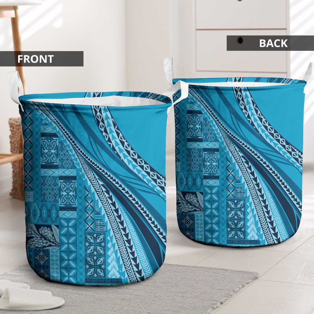 Pasifika Women's Day - Samoa Siapo Malu Tattoo Inspired Laundry Basket Turquoise