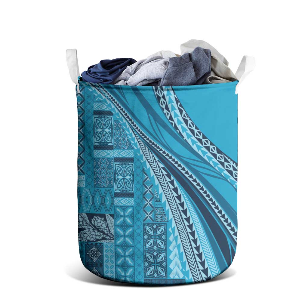 Pasifika Women's Day - Samoa Siapo Malu Tattoo Inspired Laundry Basket Turquoise