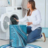 Pasifika Women's Day - Samoa Siapo Malu Tattoo Inspired Laundry Basket Turquoise