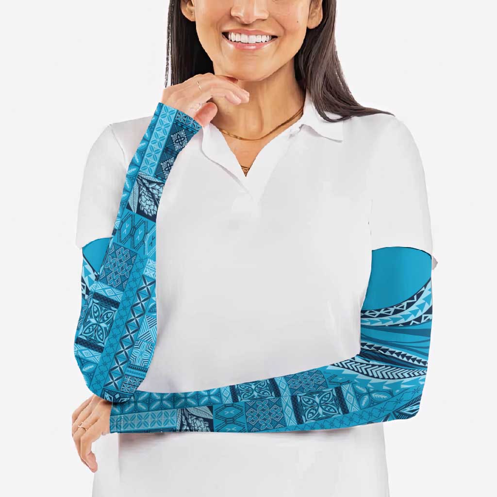 Pasifika Women's Day - Samoa Siapo Malu Tattoo Inspired Arm Sleeves Turquoise