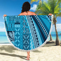 Pasifika Women's Day - Samoa Siapo Malu Tattoo Inspired Beach Blanket Turquoise