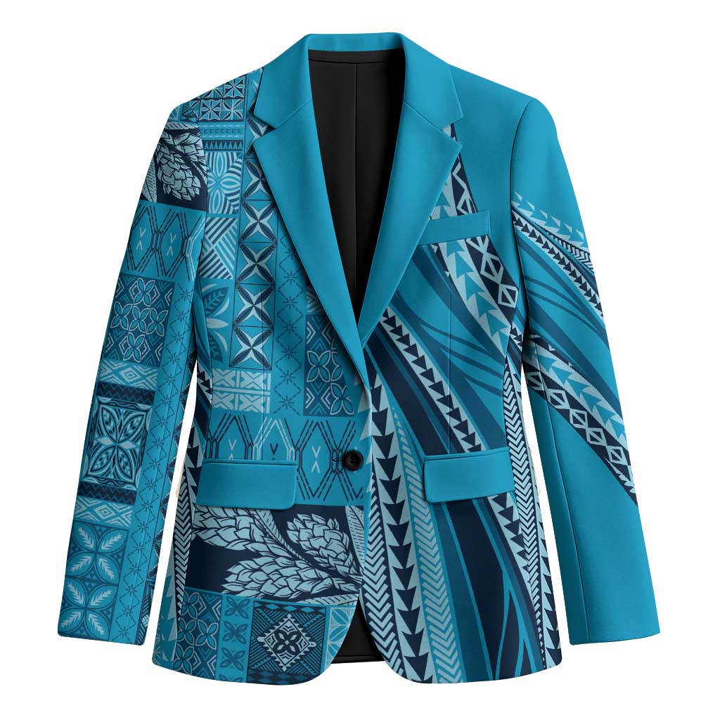 Pasifika Women's Day - Samoa Siapo Malu Tattoo Inspired Blazer Turquoise LT7 Unisex Turquoise - Polynesian Pride