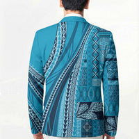 Pasifika Women's Day - Samoa Siapo Malu Tattoo Inspired Blazer Turquoise LT7 - Polynesian Pride