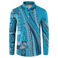 Pasifika Women's Day - Samoa Siapo Malu Tattoo Inspired Button Sweatshirt Turquoise