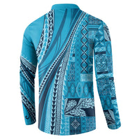 Pasifika Women's Day - Samoa Siapo Malu Tattoo Inspired Button Sweatshirt Turquoise