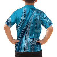 Pasifika Women's Day - Samoa Siapo Malu Tattoo Inspired Family Matching Long Sleeve Bodycon Dress and Hawaiian Shirt Turquoise