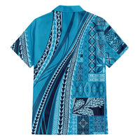 Pasifika Women's Day - Samoa Siapo Malu Tattoo Inspired Family Matching Long Sleeve Bodycon Dress and Hawaiian Shirt Turquoise