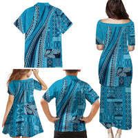 Pasifika Women's Day - Samoa Siapo Malu Tattoo Inspired Family Matching Puletasi and Hawaiian Shirt Turquoise LT7 - Polynesian Pride