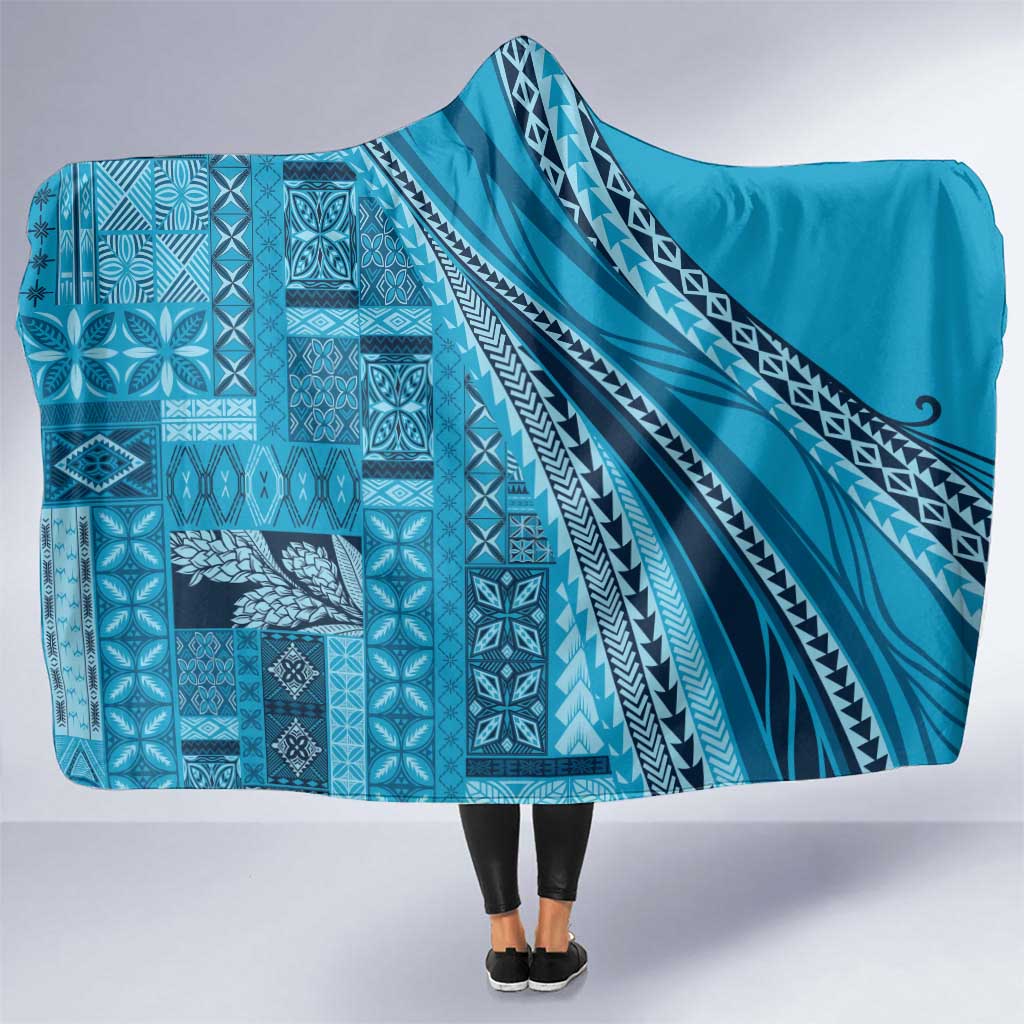 Pasifika Women's Day - Samoa Siapo Malu Tattoo Inspired Hooded Blanket Turquoise