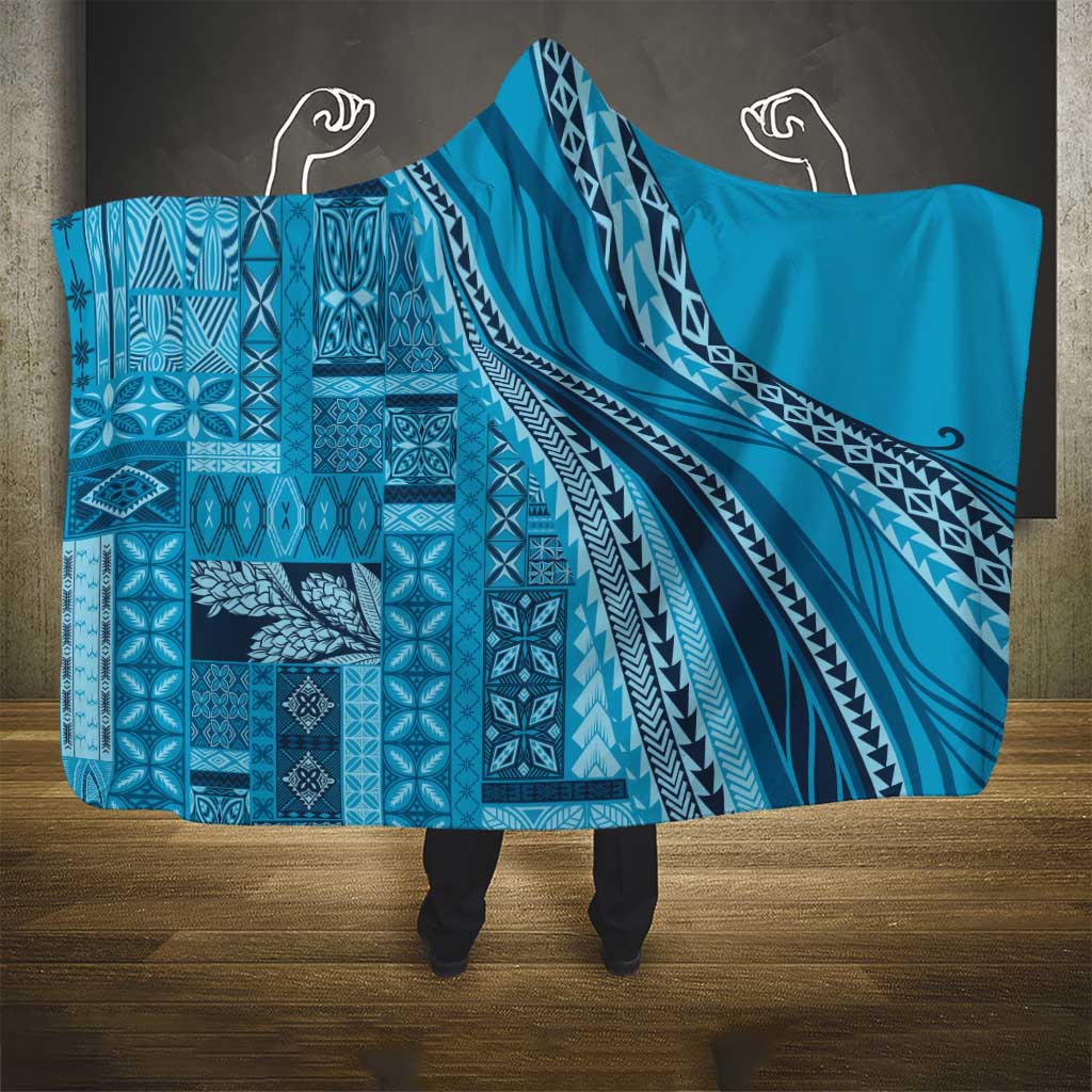 Pasifika Women's Day - Samoa Siapo Malu Tattoo Inspired Hooded Blanket Turquoise