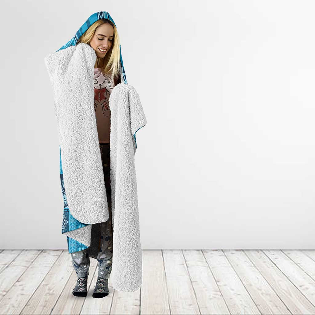 Pasifika Women's Day - Samoa Siapo Malu Tattoo Inspired Hooded Blanket Turquoise