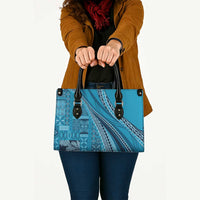 Pasifika Women's Day - Samoa Siapo Malu Tattoo Inspired Leather Bag Turquoise