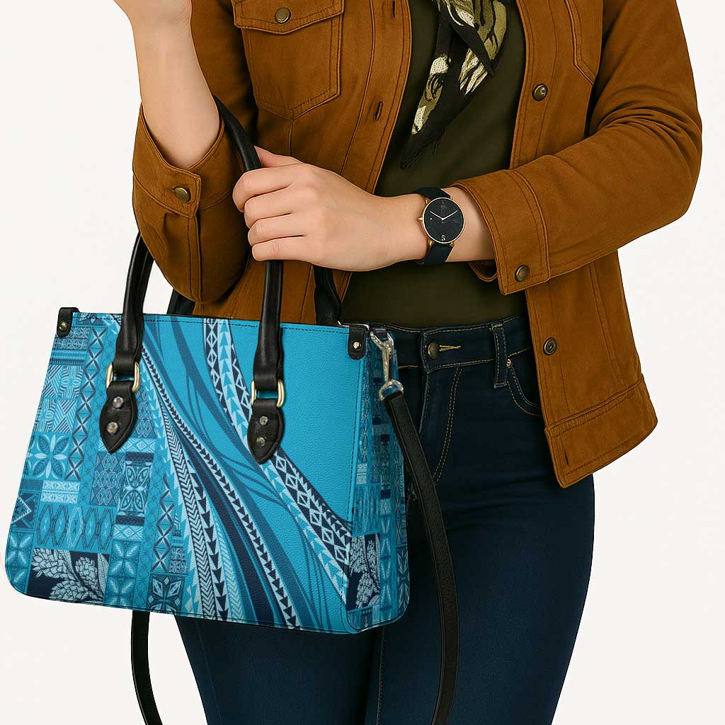 Pasifika Women's Day - Samoa Siapo Malu Tattoo Inspired Leather Bag Turquoise