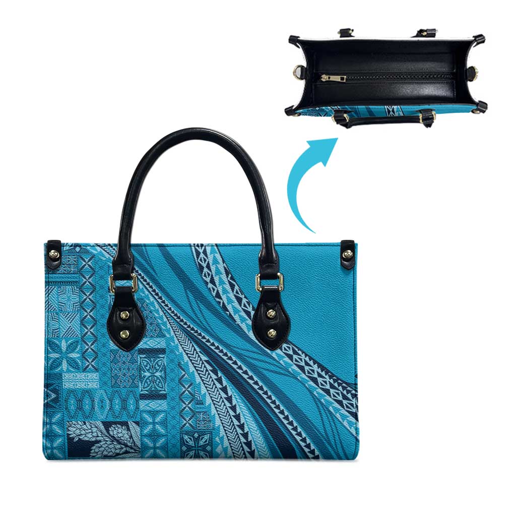 Pasifika Women's Day - Samoa Siapo Malu Tattoo Inspired Leather Bag Turquoise