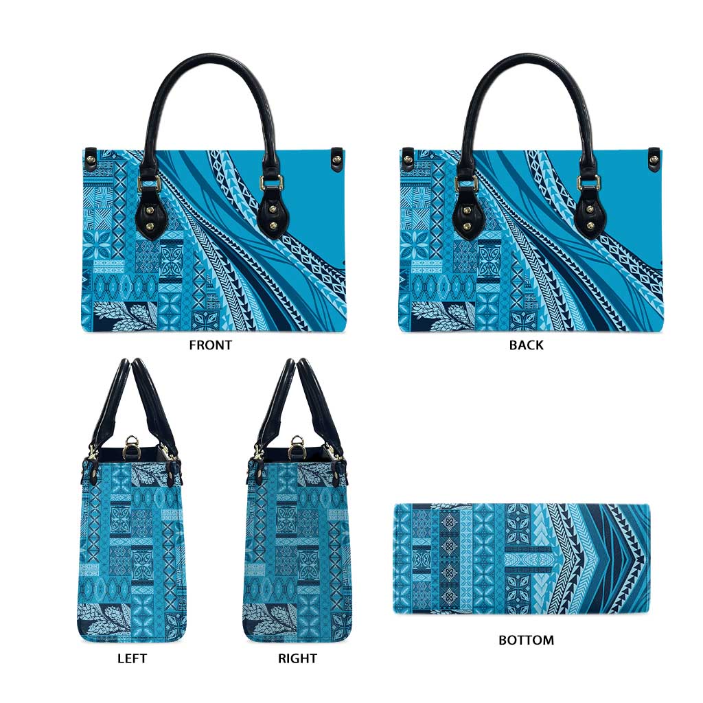 Pasifika Women's Day - Samoa Siapo Malu Tattoo Inspired Leather Bag Turquoise
