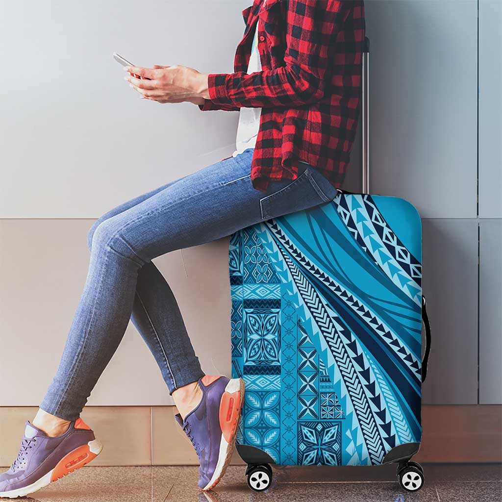 Pasifika Women's Day - Samoa Siapo Malu Tattoo Inspired Luggage Cover Turquoise