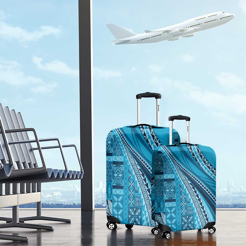 Pasifika Women's Day - Samoa Siapo Malu Tattoo Inspired Luggage Cover Turquoise