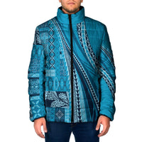 Pasifika Women's Day - Samoa Siapo Malu Tattoo Inspired Padded Jacket Turquoise