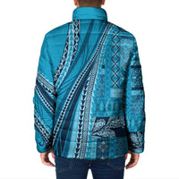 Pasifika Women's Day - Samoa Siapo Malu Tattoo Inspired Padded Jacket Turquoise