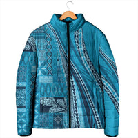 Pasifika Women's Day - Samoa Siapo Malu Tattoo Inspired Padded Jacket Turquoise