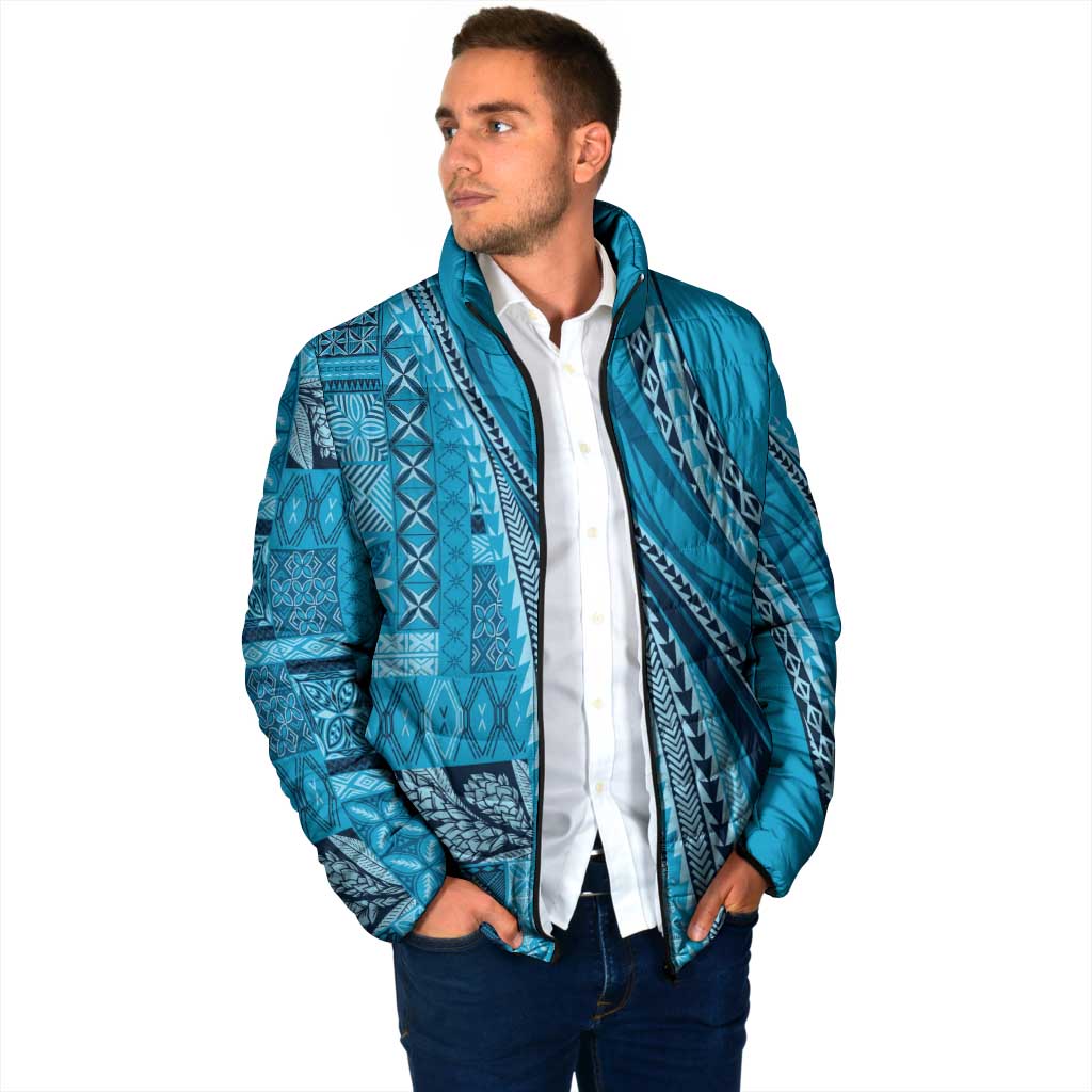 Pasifika Women's Day - Samoa Siapo Malu Tattoo Inspired Padded Jacket Turquoise