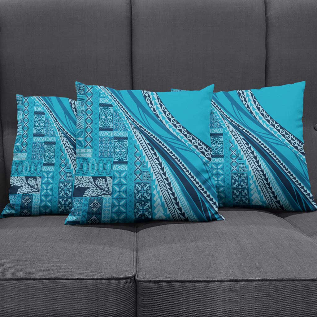 Pasifika Women's Day - Samoa Siapo Malu Tattoo Inspired Pillow Cover Turquoise