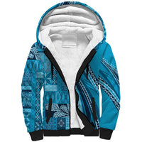 Pasifika Women's Day - Samoa Siapo Malu Tattoo Inspired Sherpa Hoodie Turquoise